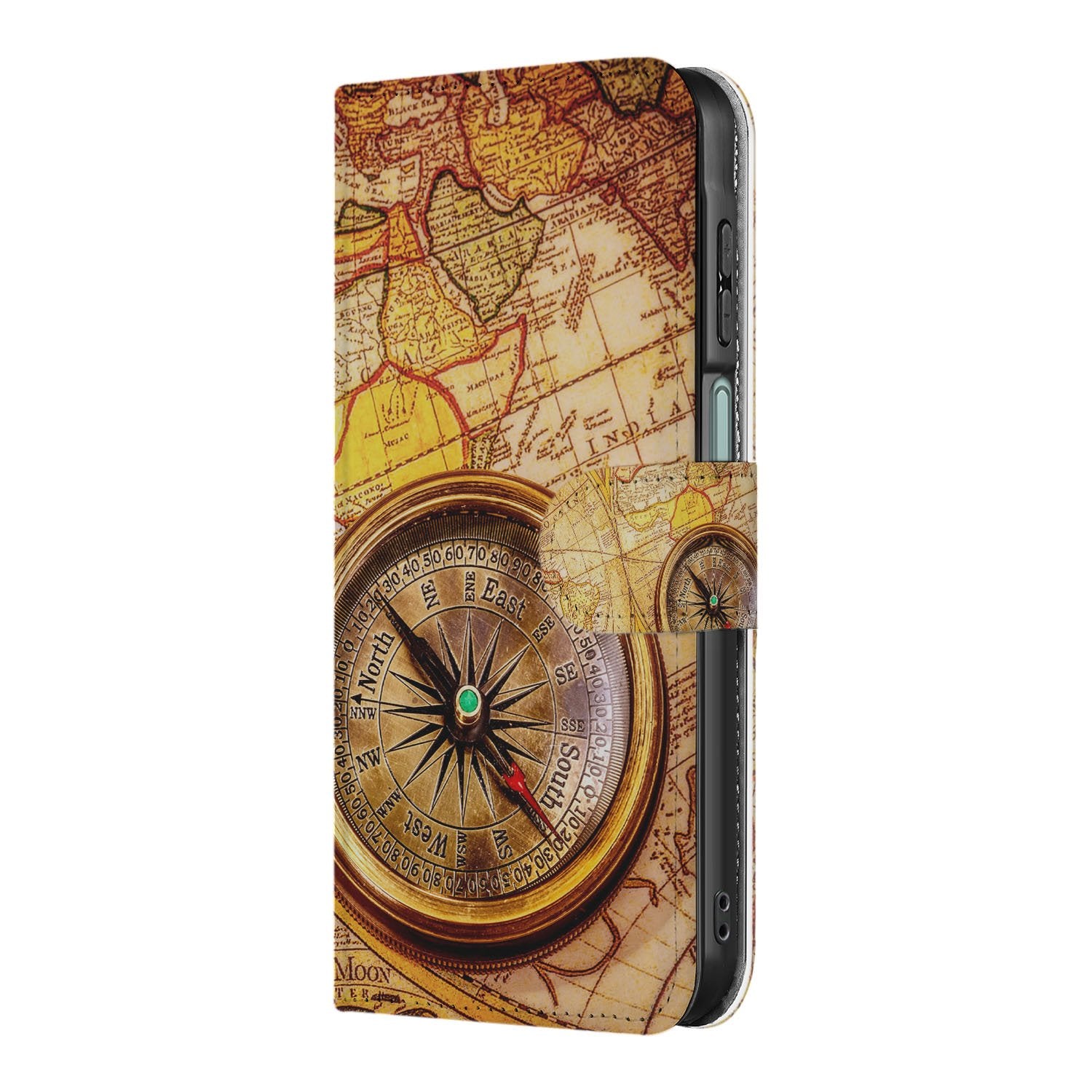 Samsung Galaxy A17 Flip Cover Kompas Met Magnetische Sluiting kompasprint design voorzijde