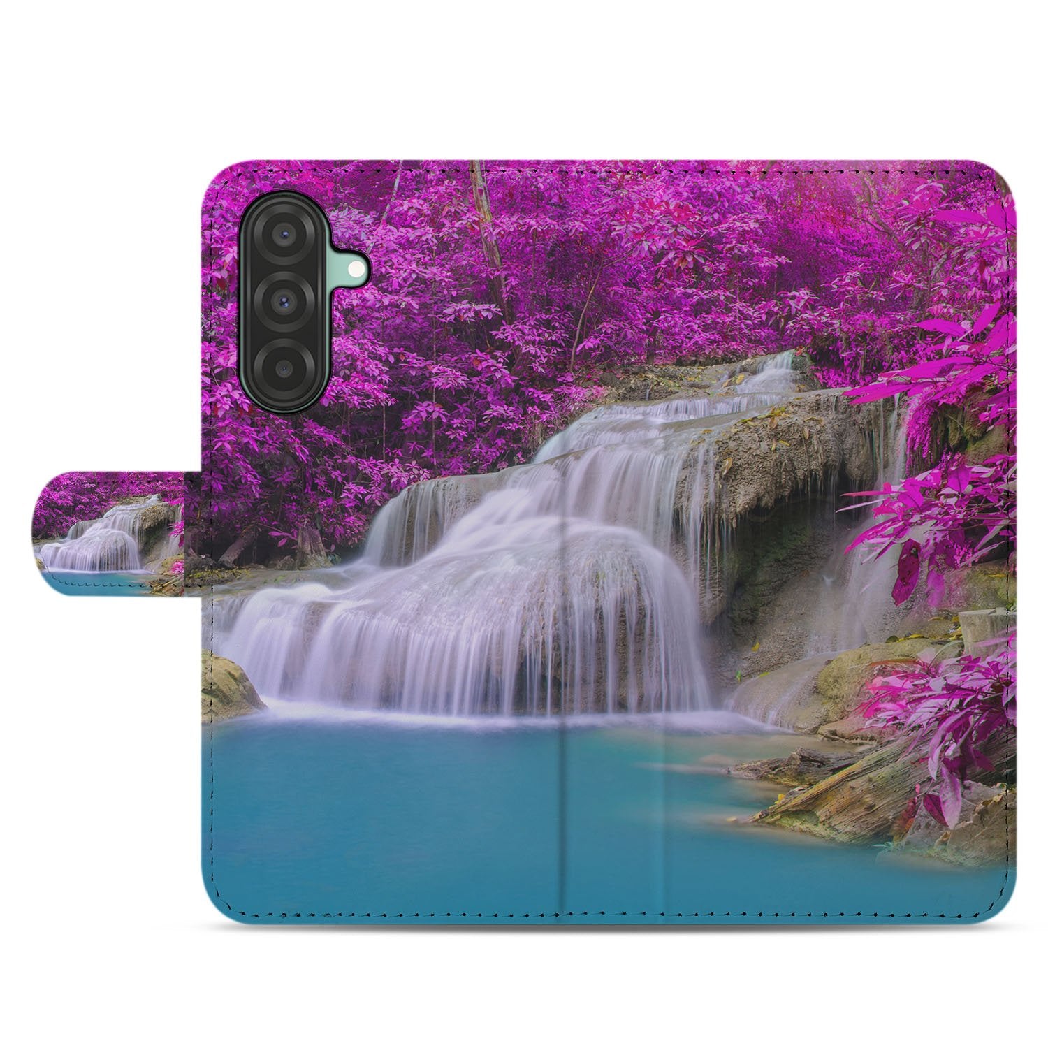Samsung Galaxy A17 Flip Cover Magnetisch Waterval Design Paars waterval paars natuur blauw