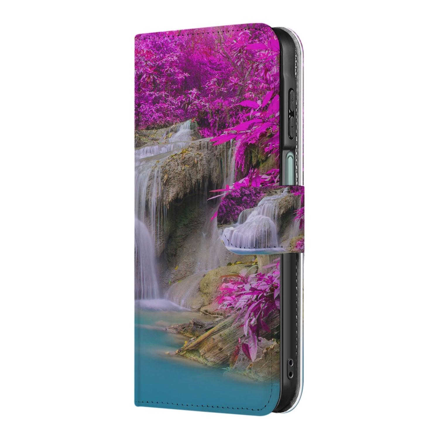 Samsung Galaxy A17 Flip Cover Magnetisch Waterval Design Paars paars watervalmotief boekhoesje aanzicht
