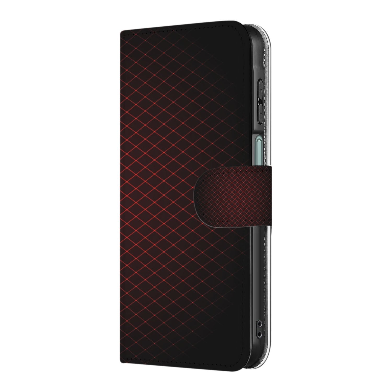 Samsung Galaxy A17 Hoesje Bookcase Geruit Rood Met 3 Pasjes bookcase geruit ontwerp aanzicht