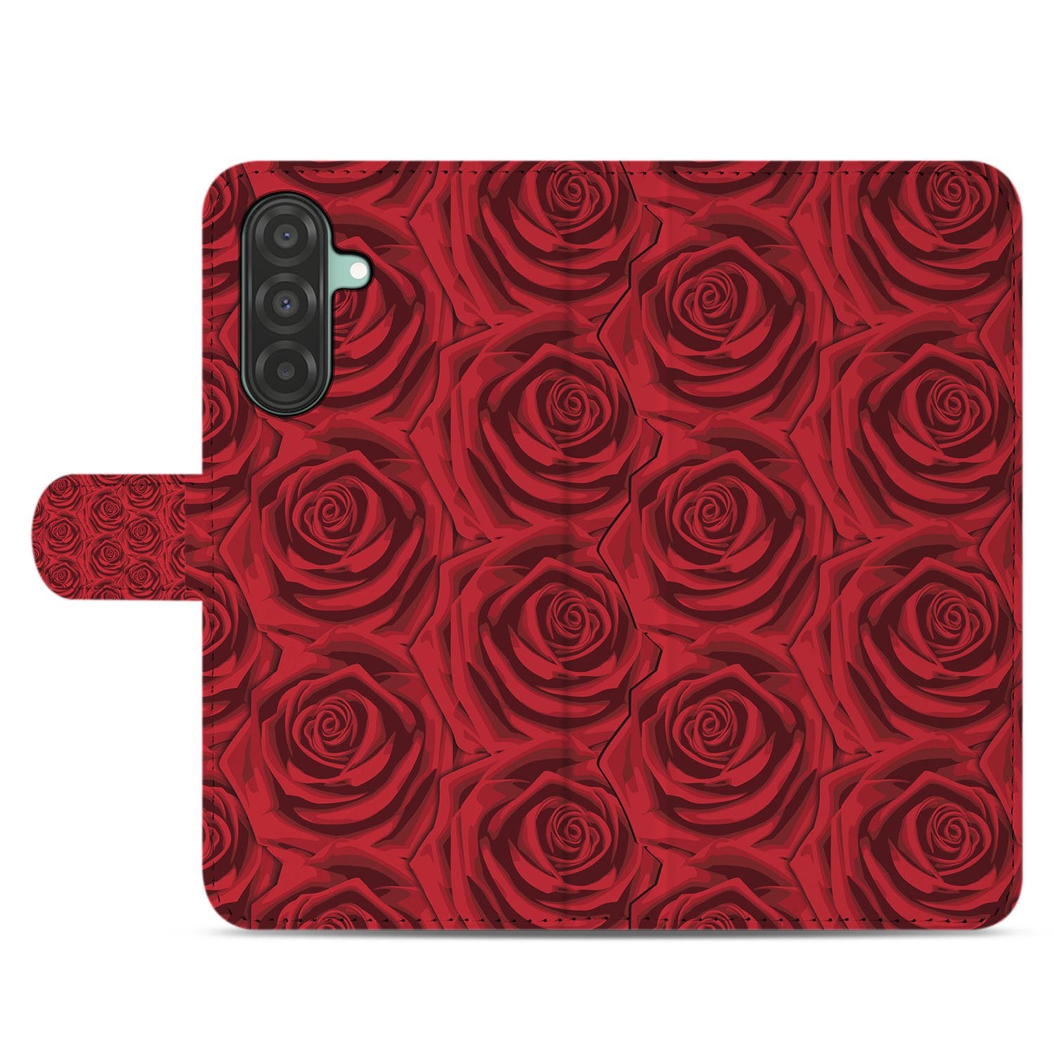 Samsung Galaxy A17 Hoesje Red Roses boekhoesje rozen ontwerp achteraanzicht