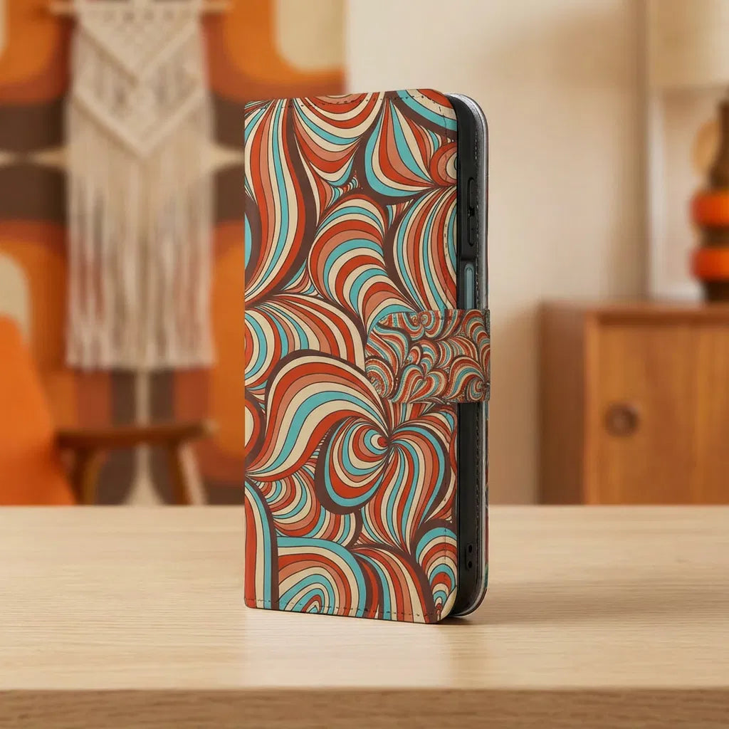 Samsung Galaxy A17 Hoesje Retro Met Pasjes En Magnetische Sluiting retro design zijaanzicht