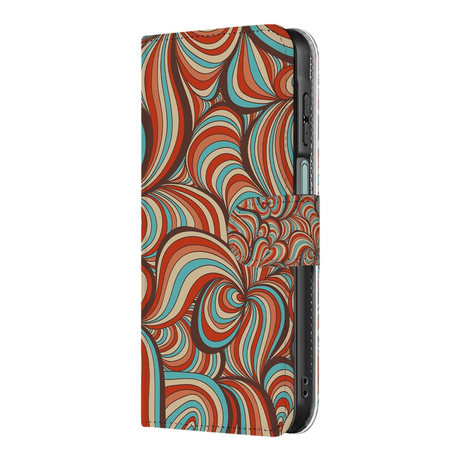 Samsung Galaxy A17 Hoesje Retro Met Pasjes En Magnetische Sluiting meerkleurig retro patroon voorkant