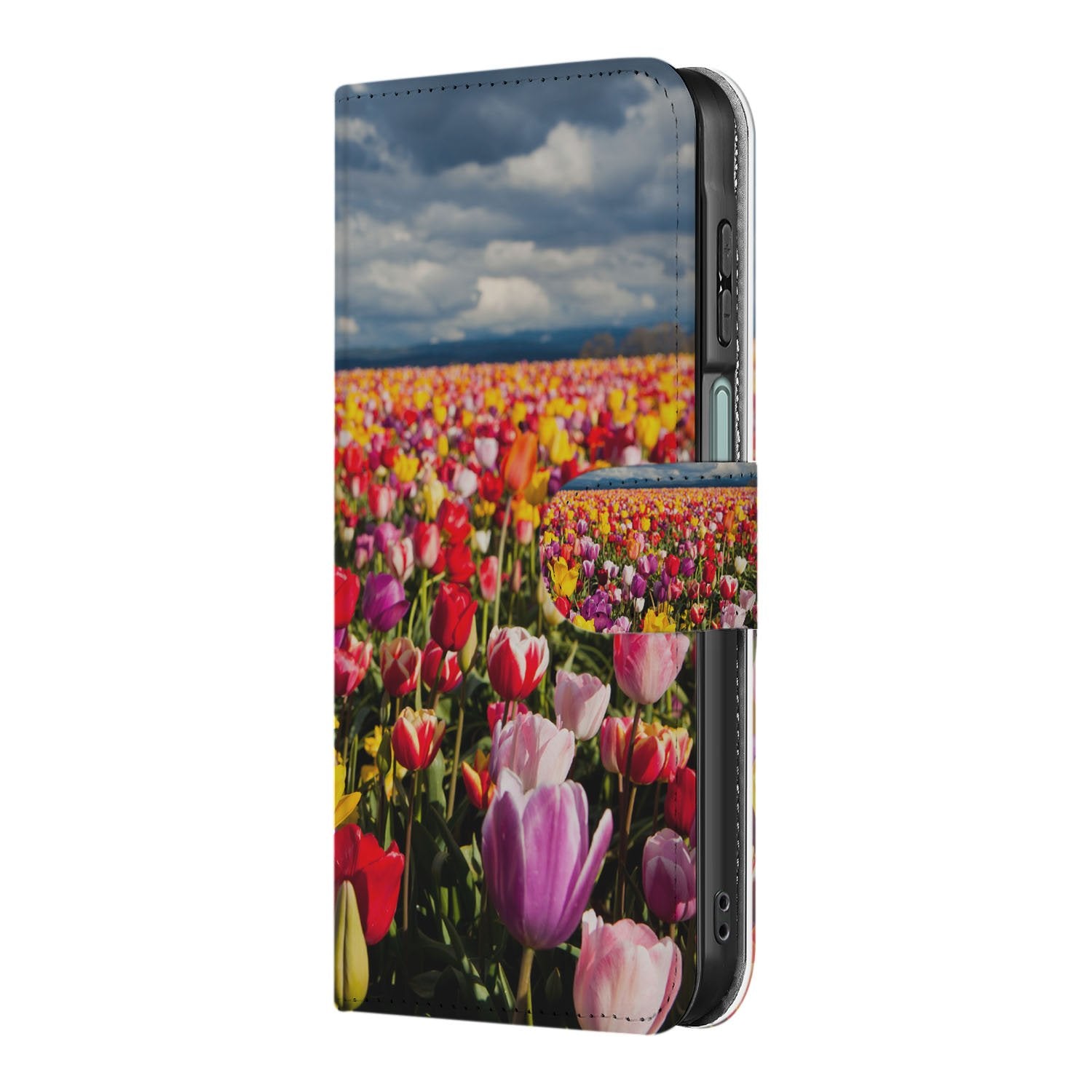 Samsung Galaxy A17 Hoesje Tulpen boekhoesje tulpenprint zijkant