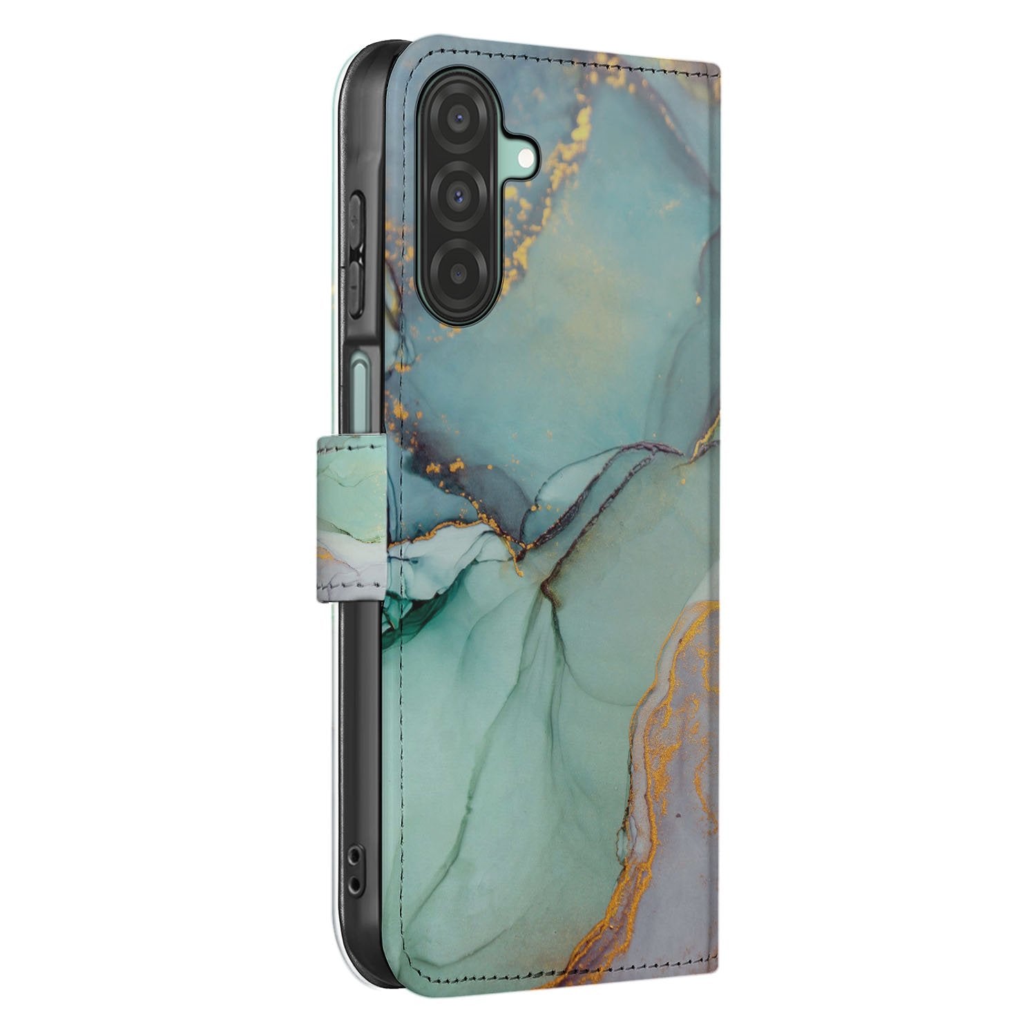 Samsung Galaxy A17 Hoesje Watercolor Mix PU-Leer Met 3 Pasjes Sluitlipje boekhoesje aquarel design zijkant