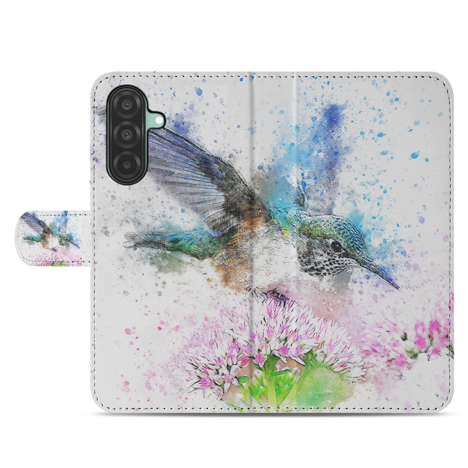 Samsung Galaxy A17 Portemonneehoes Kolibrie Print Met 3 Pasjes kolibrieprint voorkant