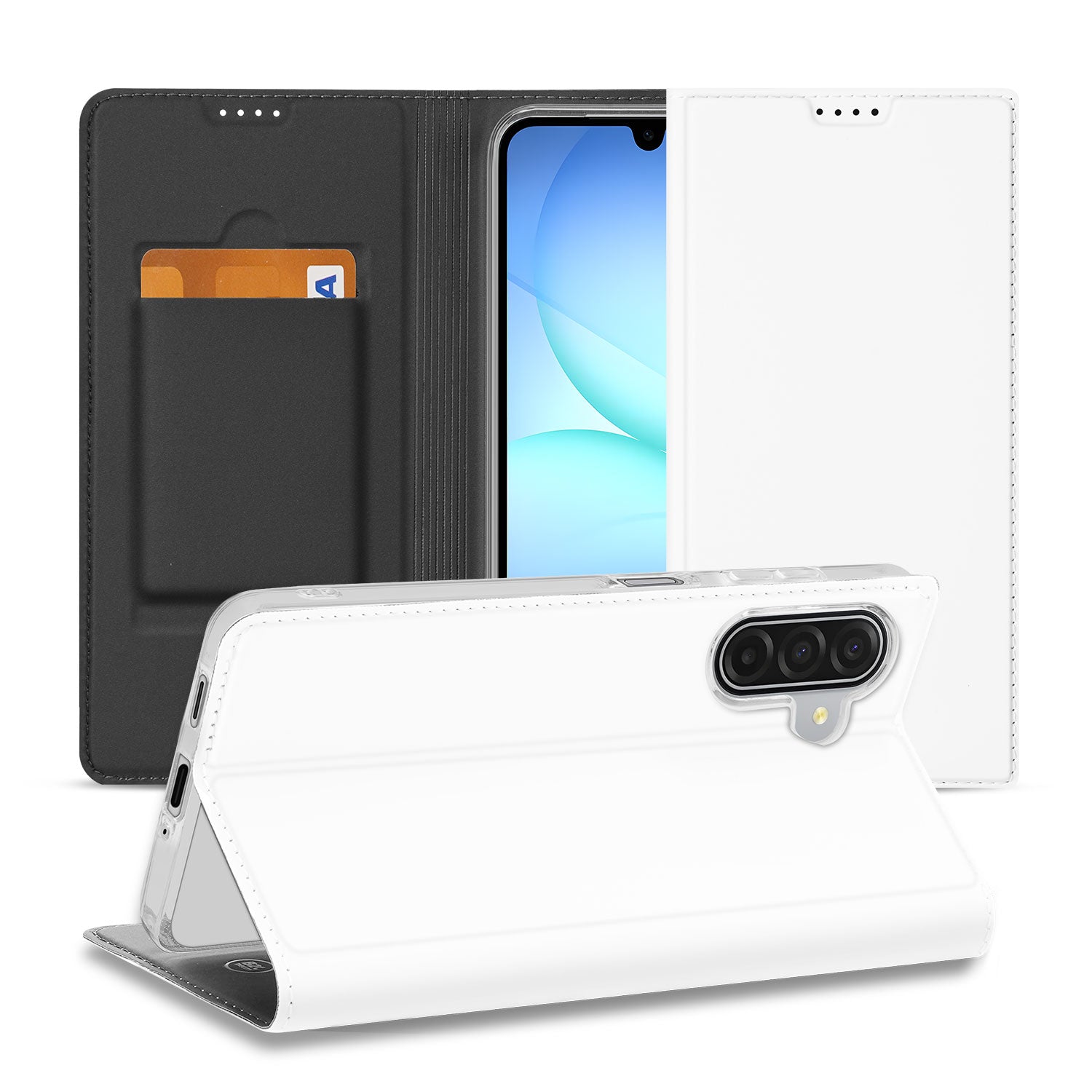 Samsung Galaxy A17 Stand Case Hoesje Wit Magnetische Sluiting design wit aanzicht