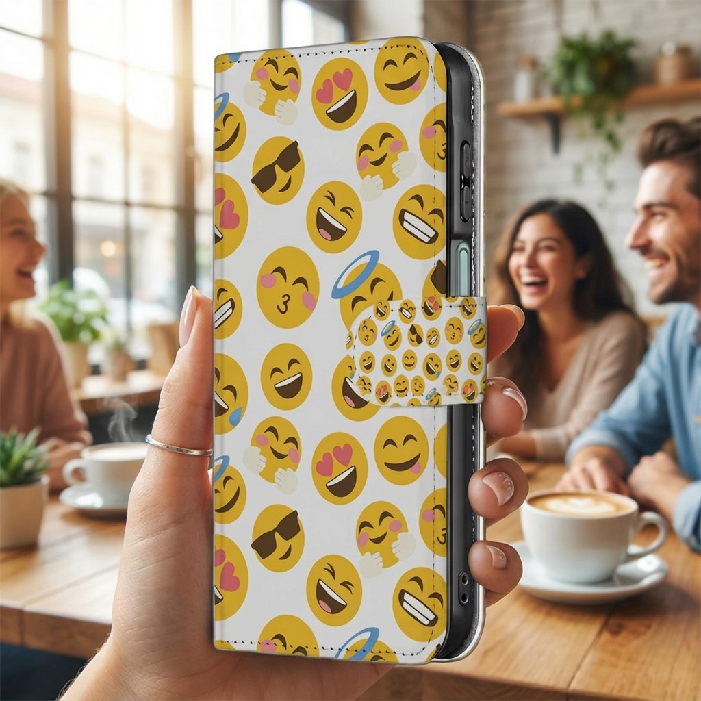 Samsung Galaxy A17 Telefoon Hoesje Emoji hoesje emoji-print zijaanzicht