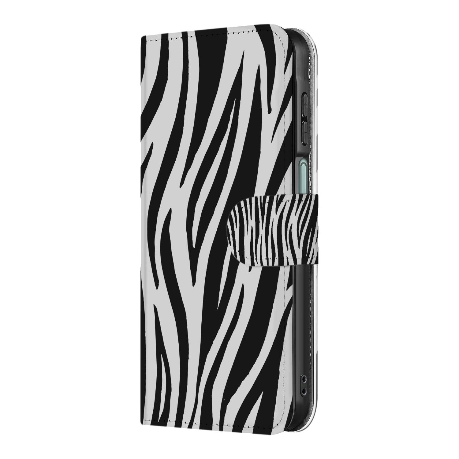 Samsung Galaxy A17 Telefoonhoesje met Pasjes Zebra book case zebra-dessin zwart wit