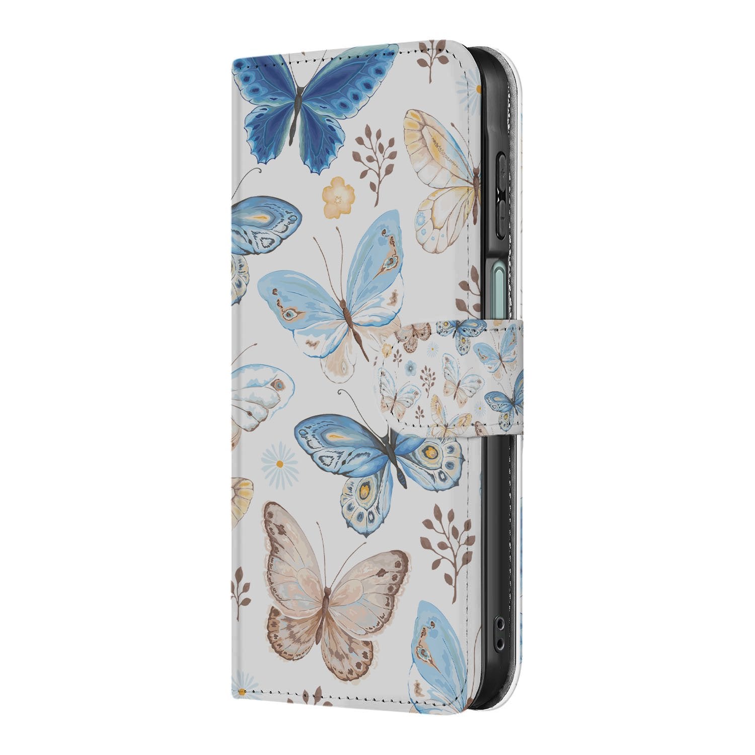 Samsung Galaxy A17 Vlinder Wallet Hoesje Met 3 Pasjes PU Leder vlinderdesign zijkant
