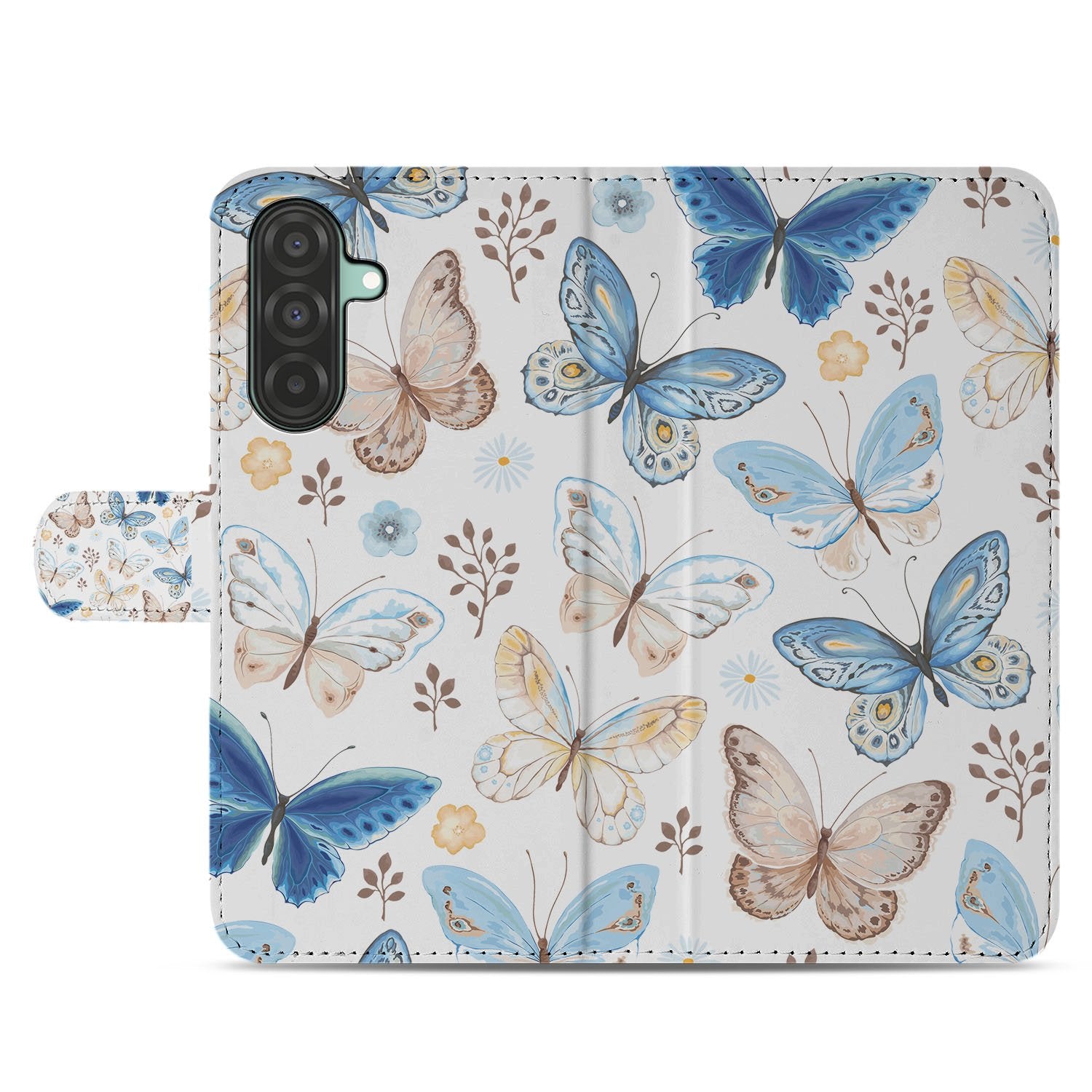 Samsung Galaxy A17 Vlinder Wallet Hoesje Met 3 Pasjes PU Leder vlinder design vooraan