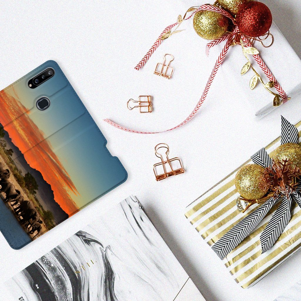 Samsung Galaxy A20s Hoesje maken Olifanten hoesje olifanten design bovenaanzicht