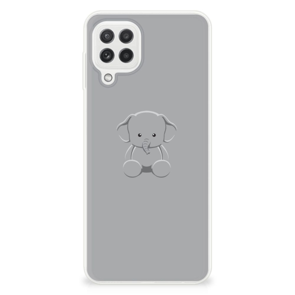 Samsung Galaxy A22 4G | M22 Telefoonhoesje met Naam Grijs Baby Olifant baby olifant design achterkant