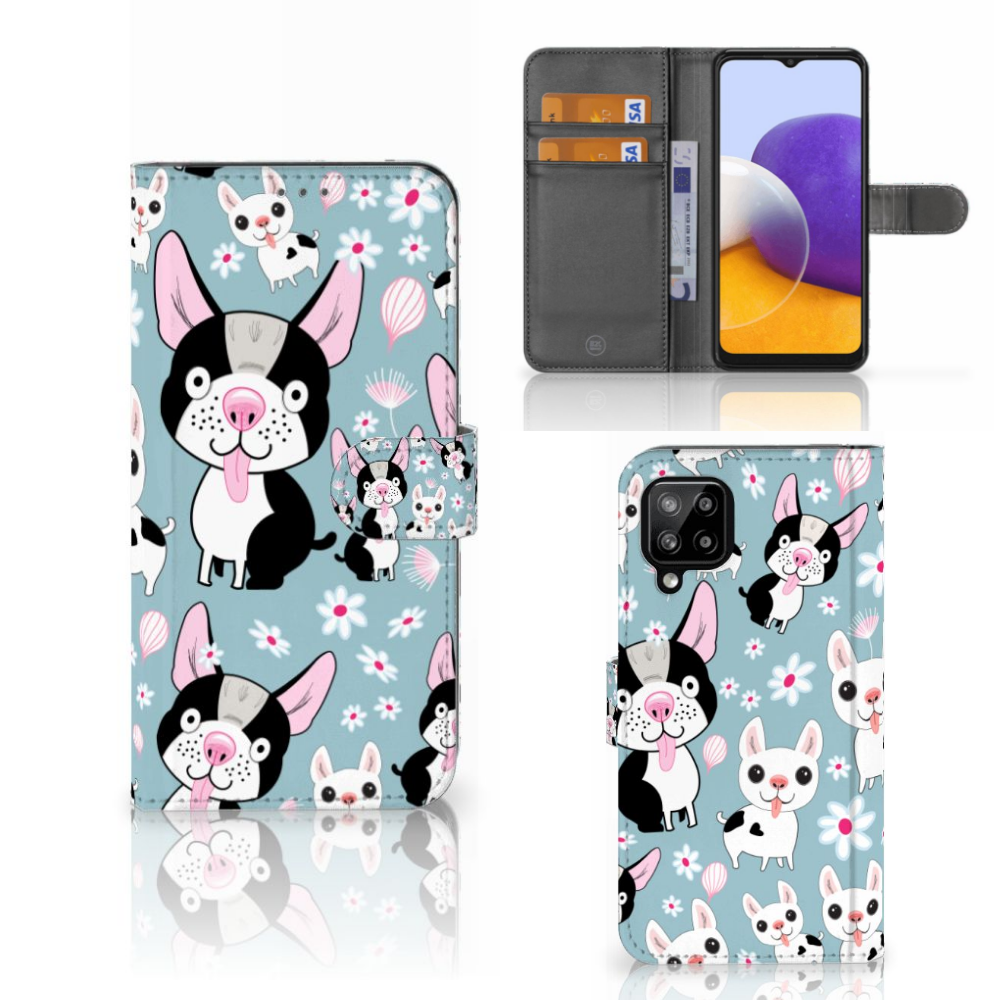 Samsung Galaxy A22 4G M22 Telefoonhoesje met Pasjes Hondjes cartoon design voorkant
