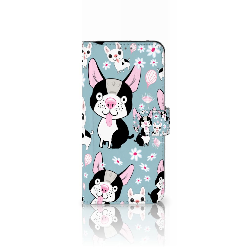 Samsung Galaxy A22 4G M22 Telefoonhoesje met Pasjes Hondjes cartoon hondjes blauw