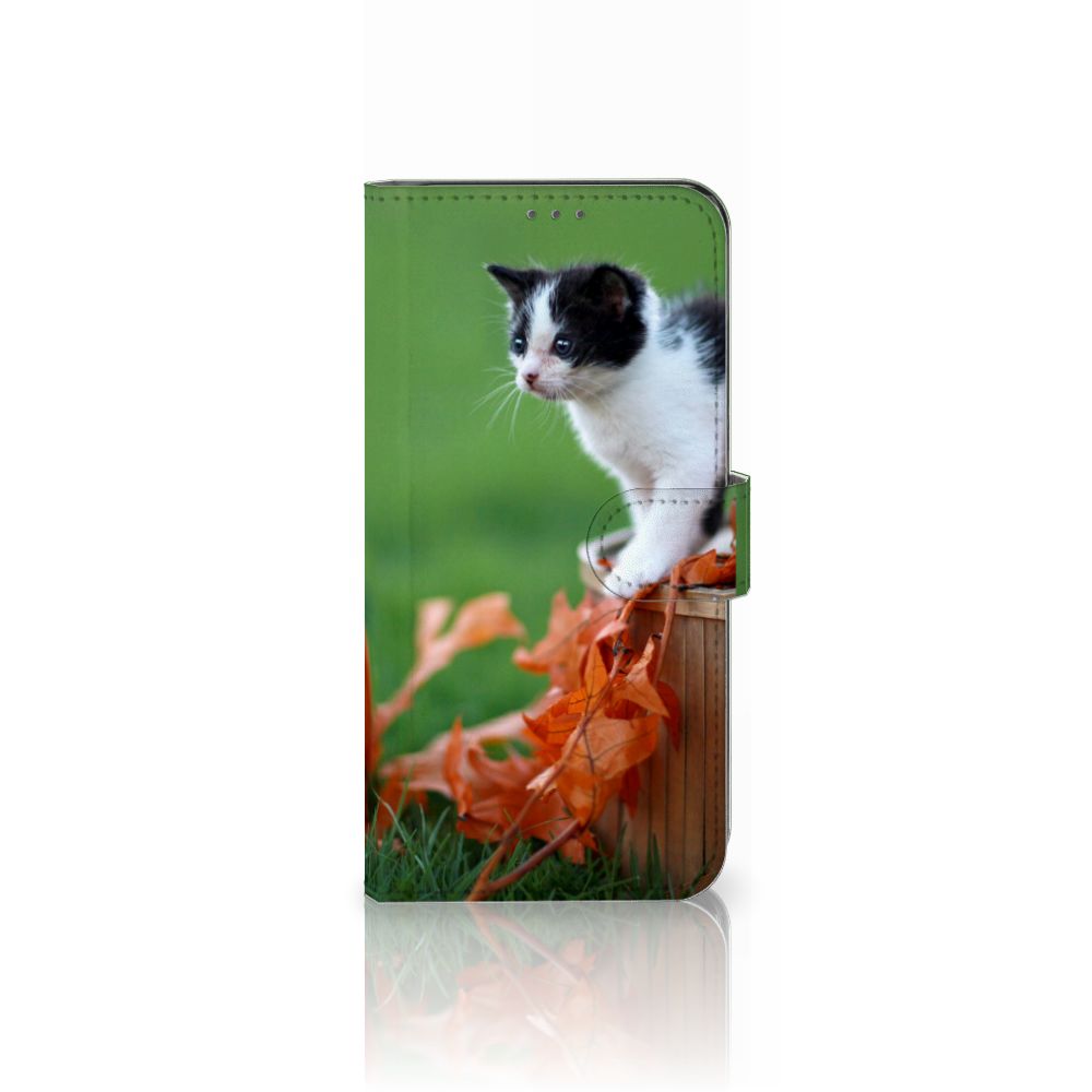 Samsung Galaxy A22 4G M22 Telefoonhoesje met Pasjes Kitten design kitten front