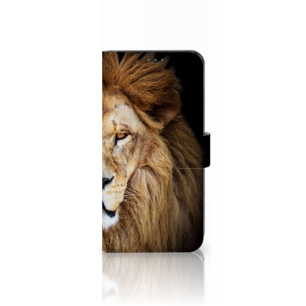 Samsung Galaxy A22 4G M22 Telefoonhoesje met Pasjes Leeuw design leeuw aanzicht