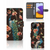 Samsung Galaxy A22 4G M22 Telefoonhoesje met Pasjes Pauw met Bloemen design voorkant achterkant binnenkant