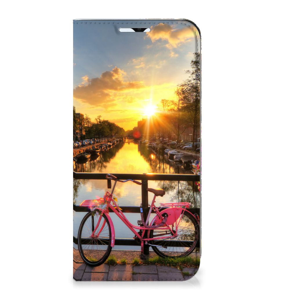 Samsung Galaxy A23 Book Cover Amsterdamse Grachten design fiets aan het water