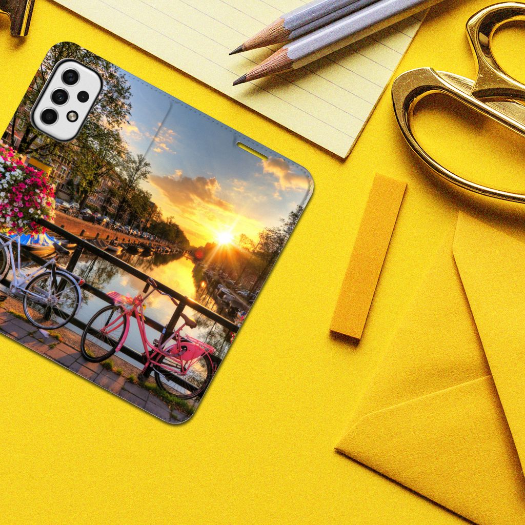 Samsung Galaxy A23 Book Cover Amsterdamse Grachten design Amsterdamse grachten aanzicht