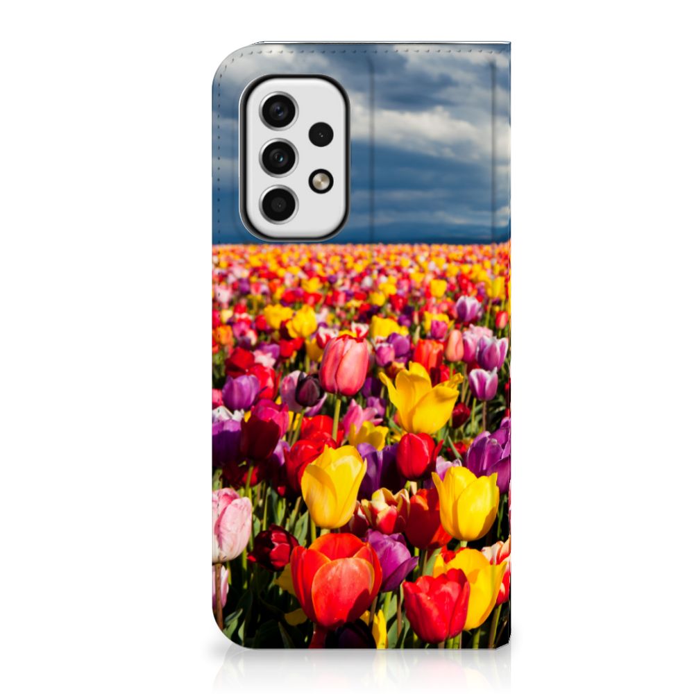 Samsung Galaxy A23 Smart Cover Tulpen bloemen kleurrijk design achterkant