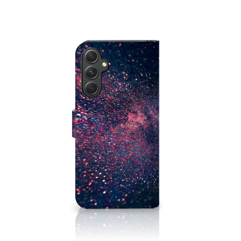 Samsung Galaxy A24 4G Book Case Stars hoesje sterren paarse blauwe kleuren