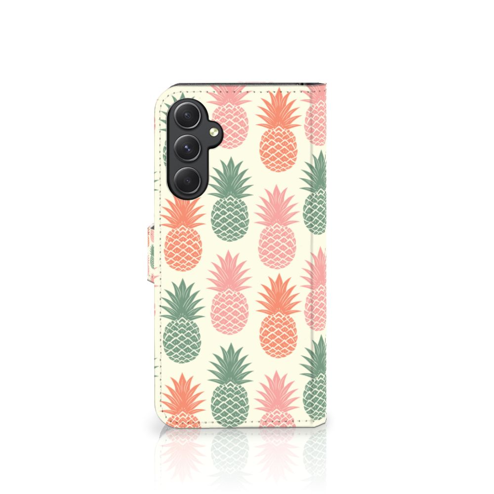Samsung Galaxy A24 4G Book Cover Ananas telefoonhoesje ananas design voorkant