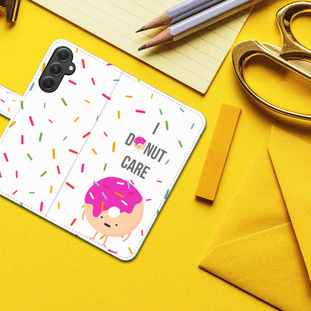 Samsung Galaxy A24 4G Book Cover Donut Roze design Donut voorzijde