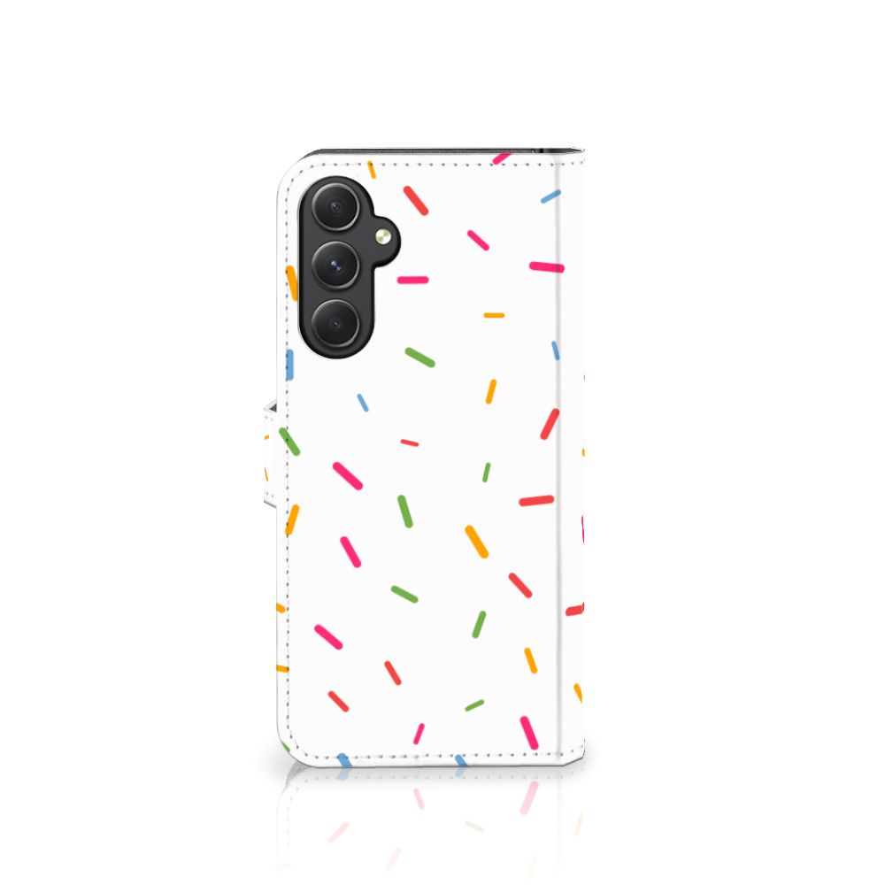 Samsung Galaxy A24 4G Book Cover Donut Roze designhoesje aanzicht