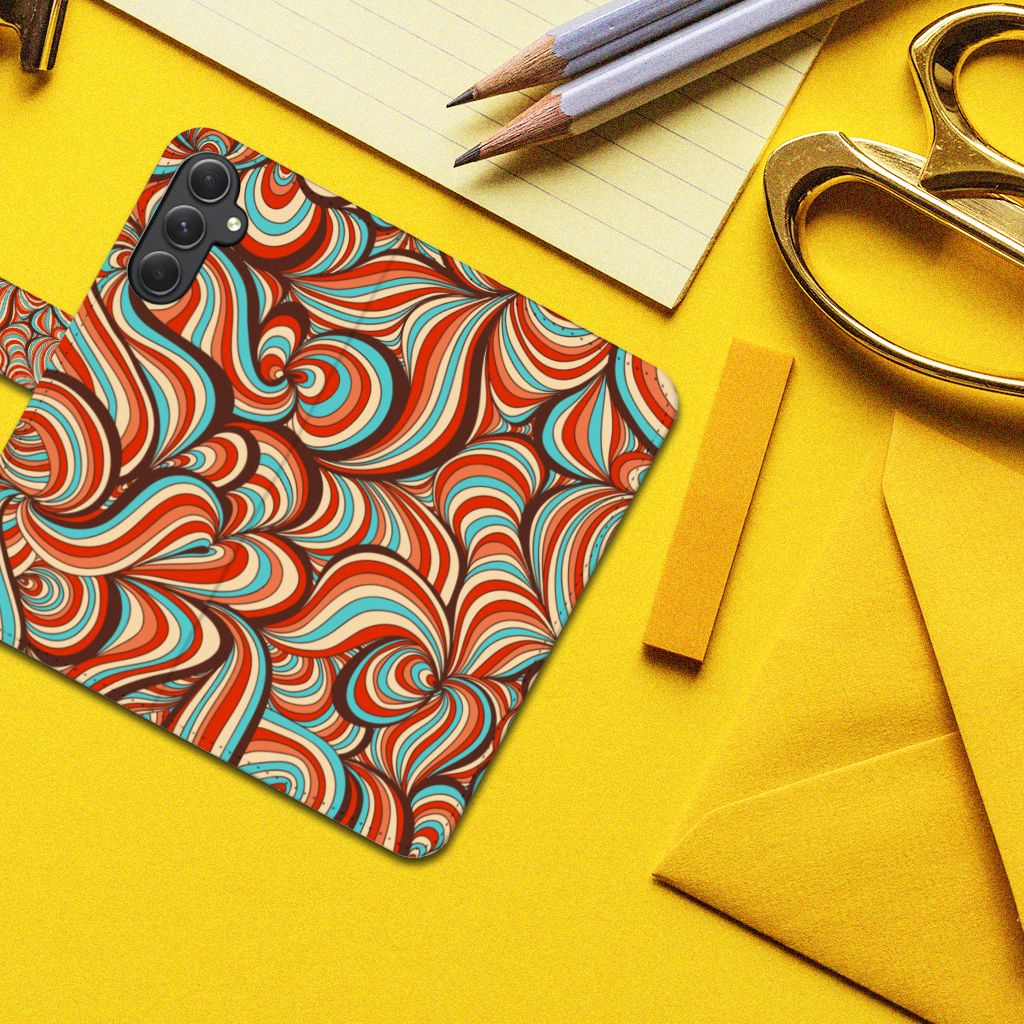 Samsung Galaxy A24 4G Hoesje Retro kleurrijk design abstract aanzicht