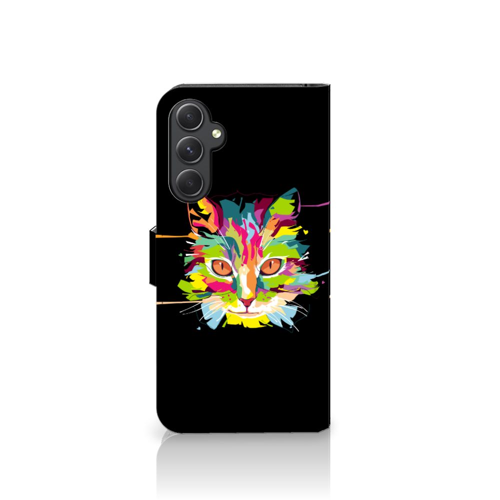 Samsung Galaxy A24 4G Leuk Hoesje Cat Color katten kleurige afbeelding zwart