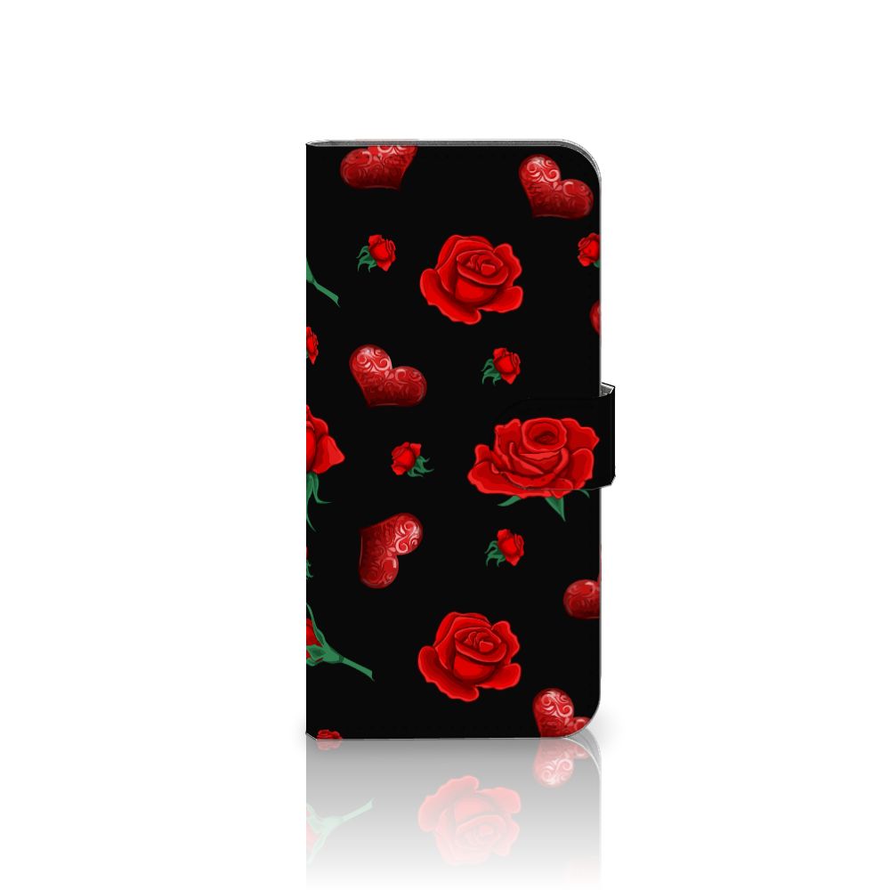 Samsung Galaxy A24 4G Leuk Hoesje Valentine bookcase rozen hartjes voorkant