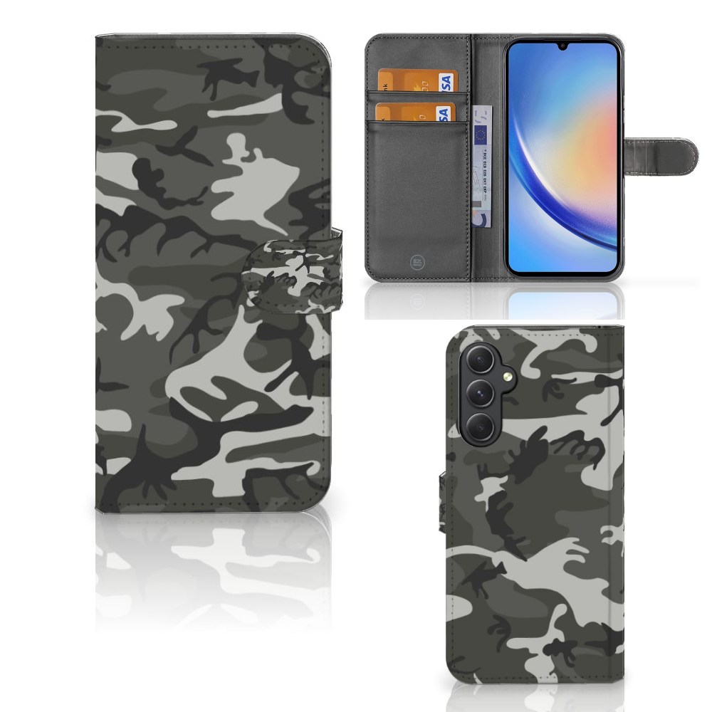 Samsung Galaxy A24 4G Telefoon Hoesje Army Light Telefoonhoesje Camouflage ontwerp voorkant binnenkant