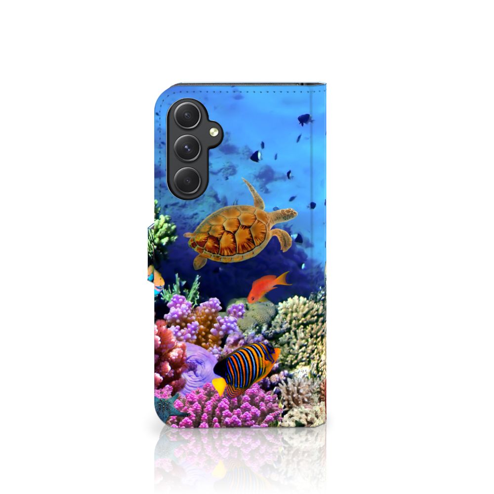 Samsung Galaxy A24 4G Telefoonhoesje met Pasjes Vissen met kleurrijke zeedieren en koralen 🌊