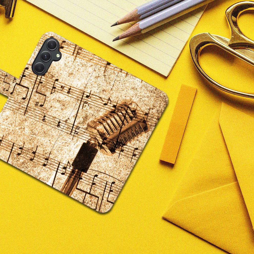Samsung Galaxy A24 4G Telefoonhoesje met foto Bladmuziek design bladmuziek aanzicht