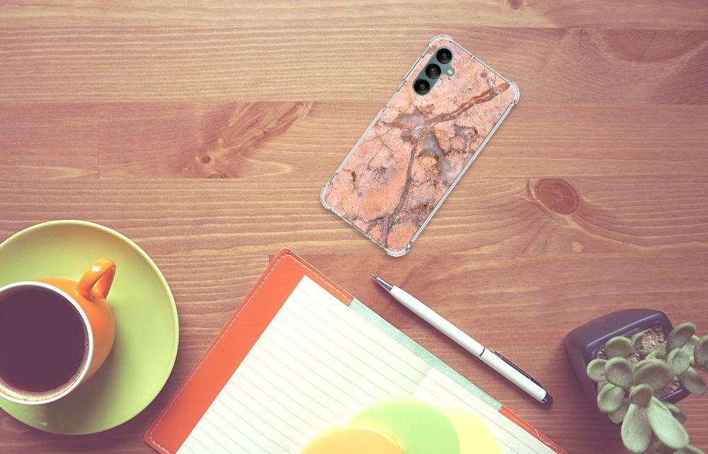Samsung Galaxy A24 Anti-Shock Hoesje Marmer Oranje B2C Telecom