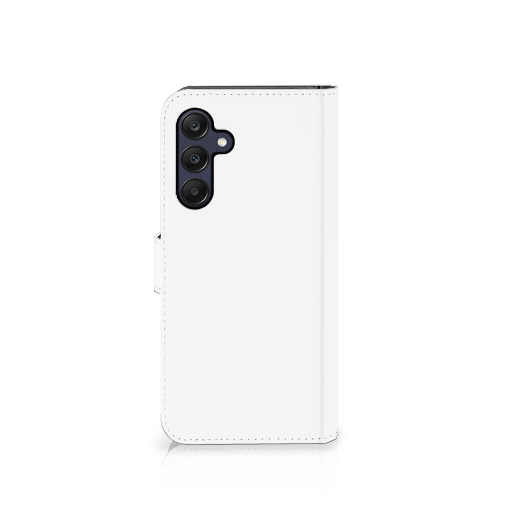 Samsung Galaxy A25 Bookcase Marmer Wit Zwart achterkant wit design