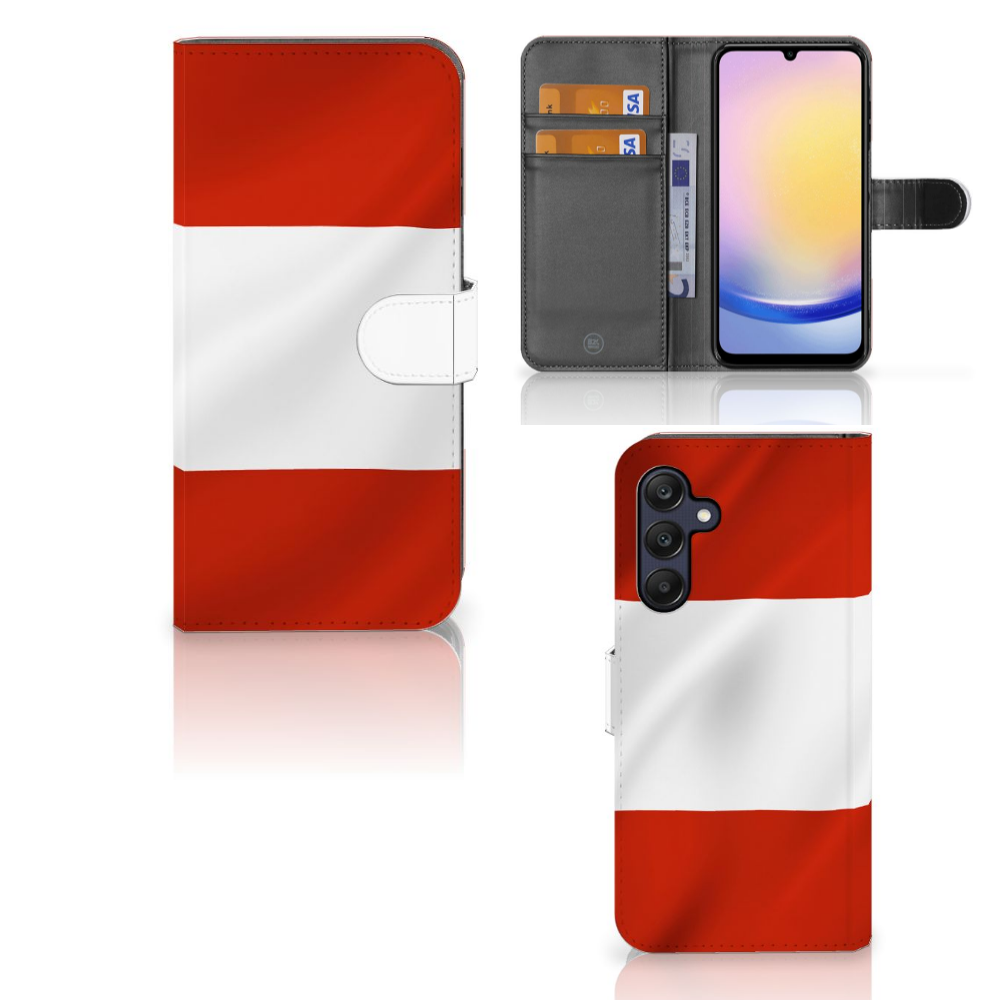 Samsung Galaxy A25 Bookstyle Case Oostenrijk bookstyle case voorzijde zijaanzicht