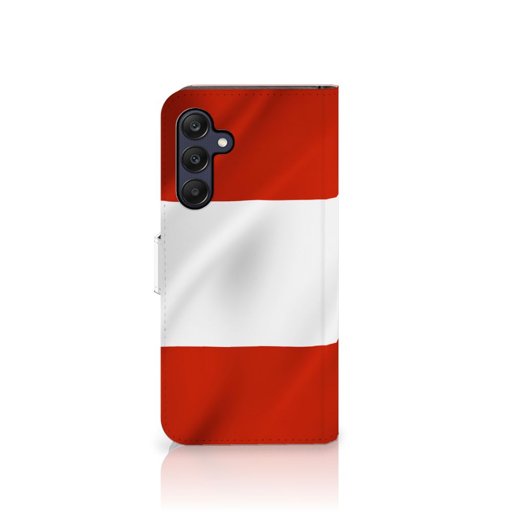 Samsung Galaxy A25 Bookstyle Case Oostenrijk design Oostenrijkse vlag voorkant