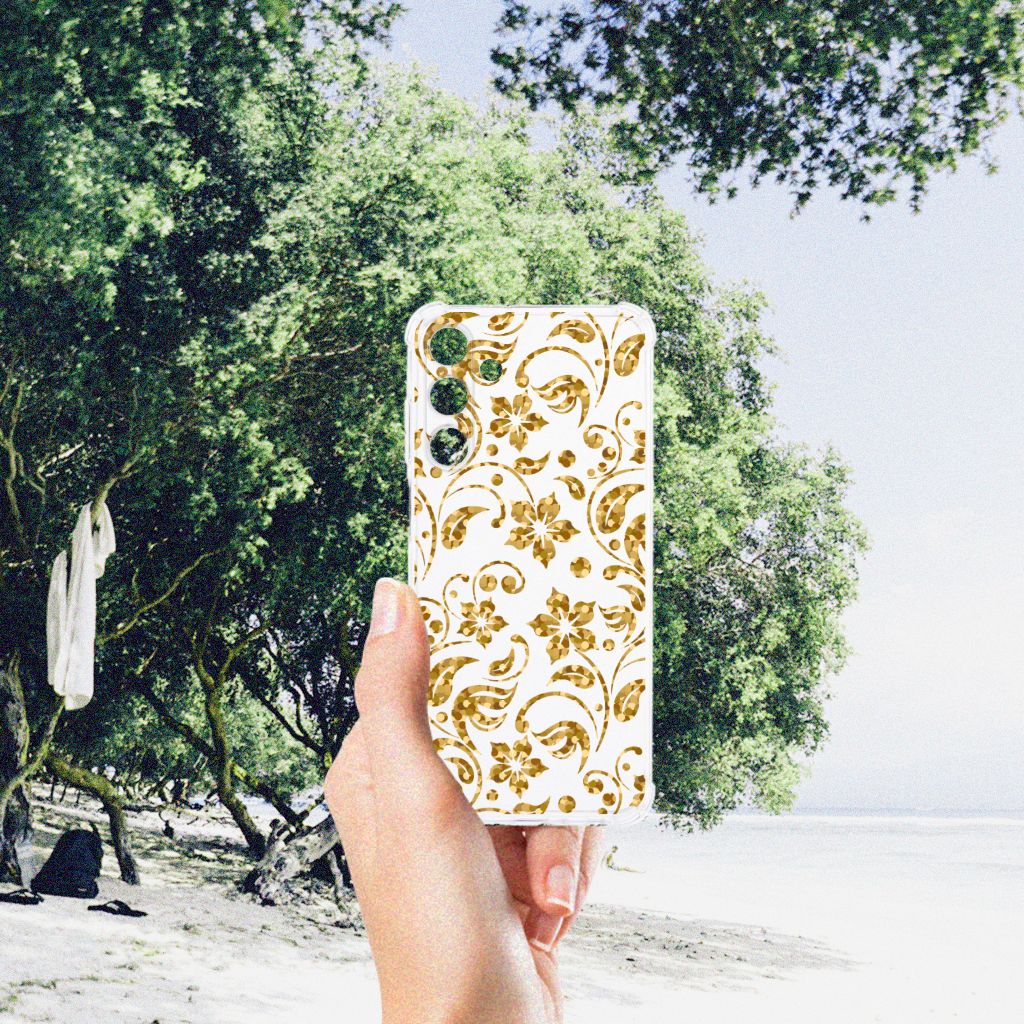 Samsung Galaxy A25 Case Gouden Bloemen B2C Telecom