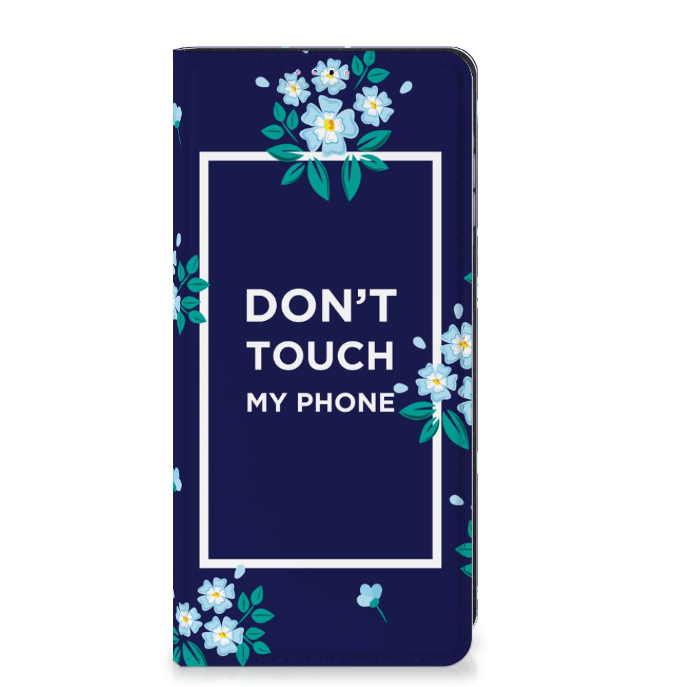 Samsung Galaxy A25 Design Case Flowers Blue DTMP bloemen patroon voorkant