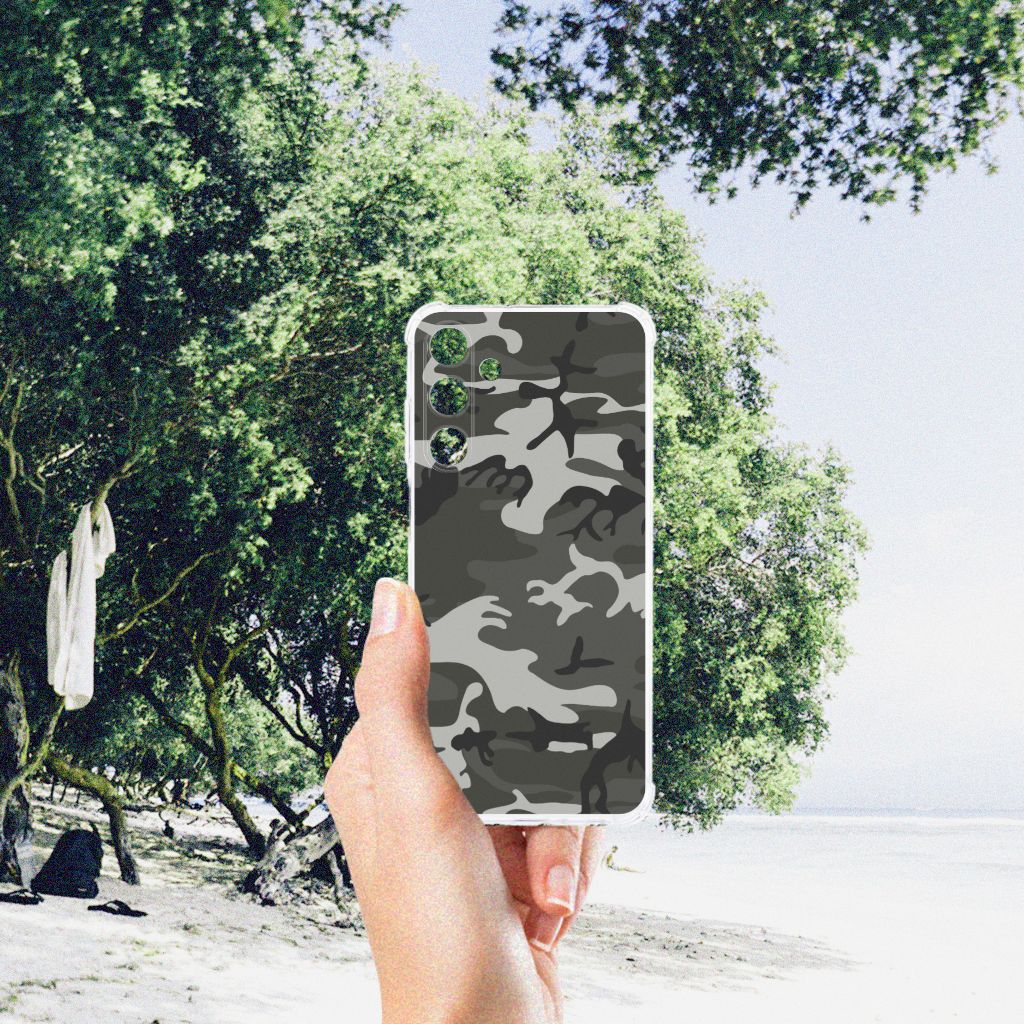 Samsung Galaxy A25 Doorzichtige Silicone Hoesje Army Light camouflage design aanzicht