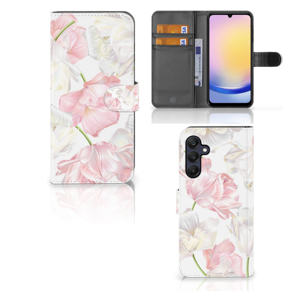 Samsung Galaxy A25 Hoesje Lovely Flowers hoesje bloemen design voorzijde en binnenzijde