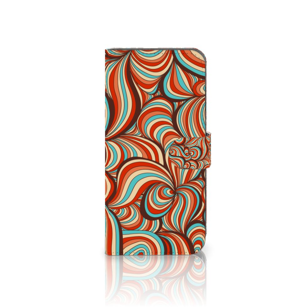 Samsung Galaxy A25 Hoesje Retro Retro design kleurtint met abstracte patronen vooraanzicht.