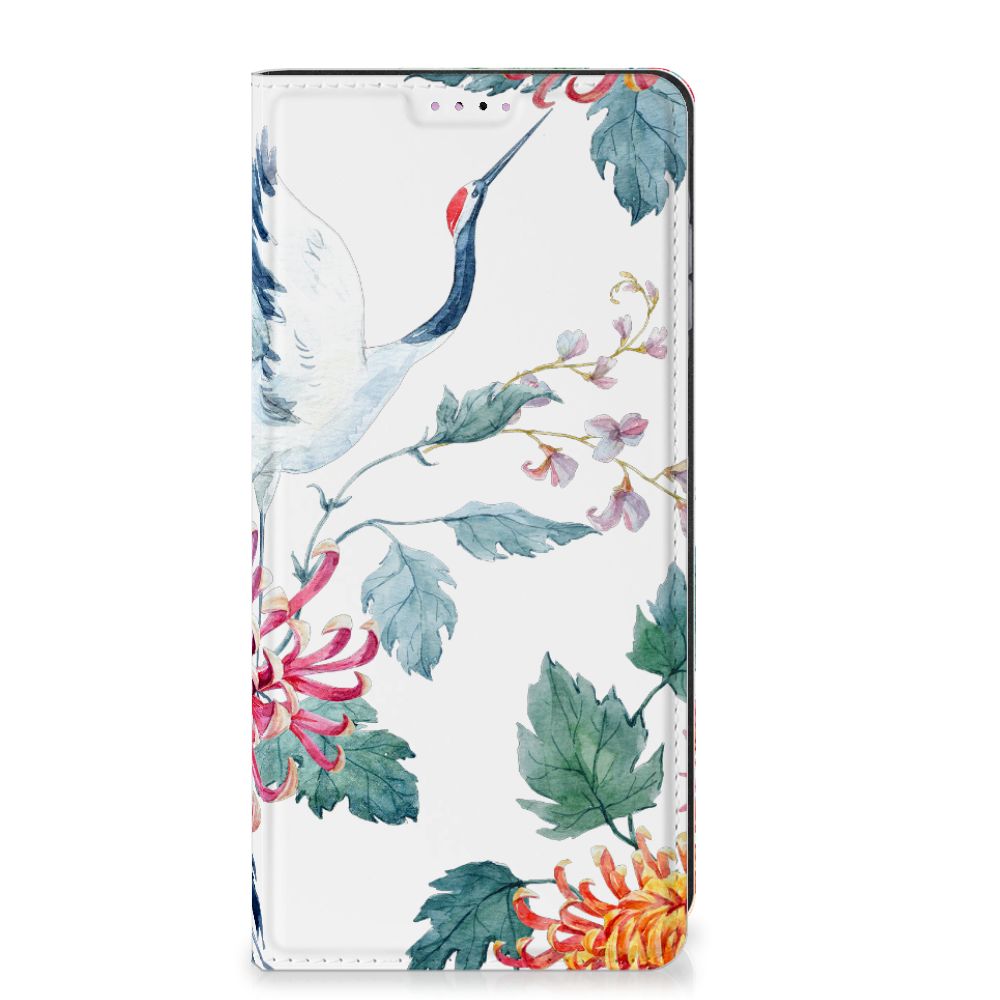 Samsung Galaxy A25 Hoesje maken Bird Flowers bloemen ooievaar vooraanzicht
