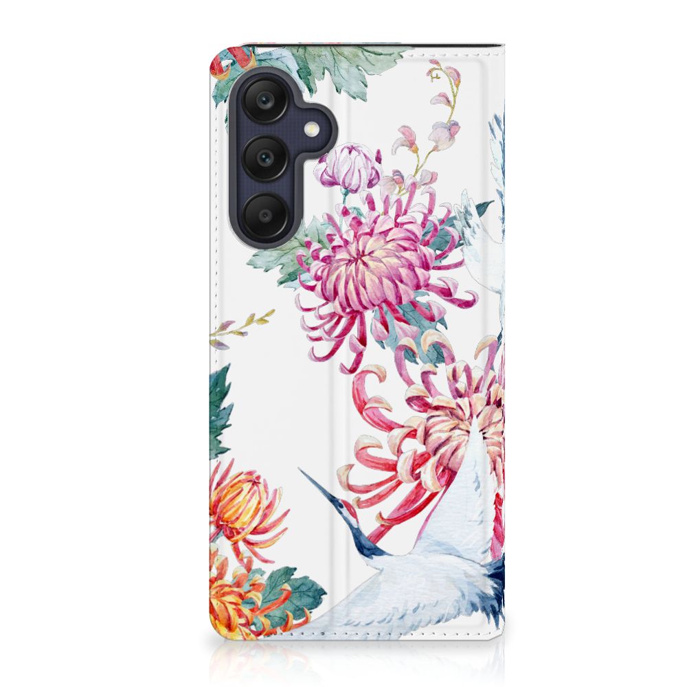 Samsung Galaxy A25 Hoesje maken Bird Flowers bloemen vogels design voorkant
