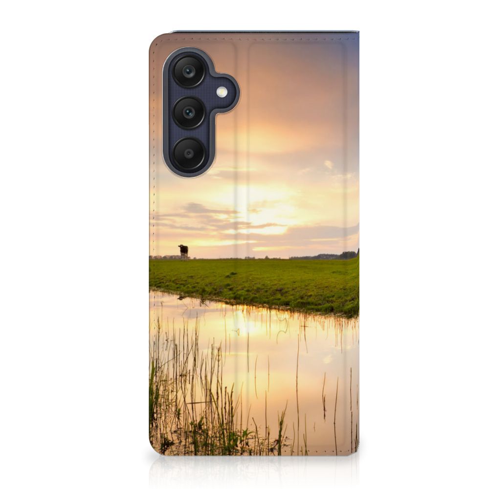 Samsung Galaxy A25 Hoesje maken Koe stand case koe ondergang zon aanzicht