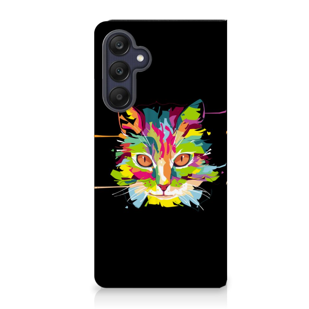 Samsung Galaxy A25 Magnet Case Cat Color design kat voorkant