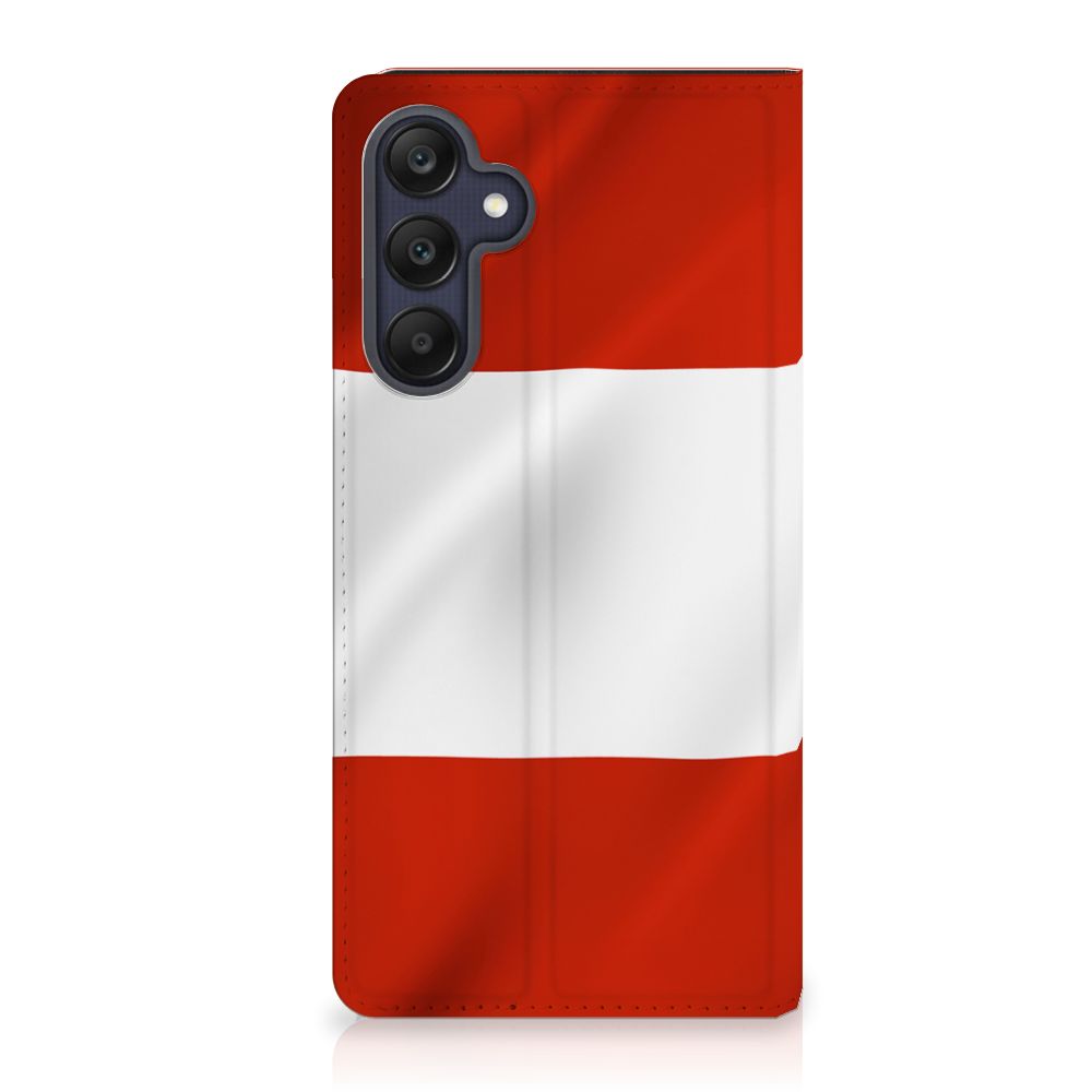 Samsung Galaxy A25 Standcase Oostenrijk vlag rood wit design voorkant
