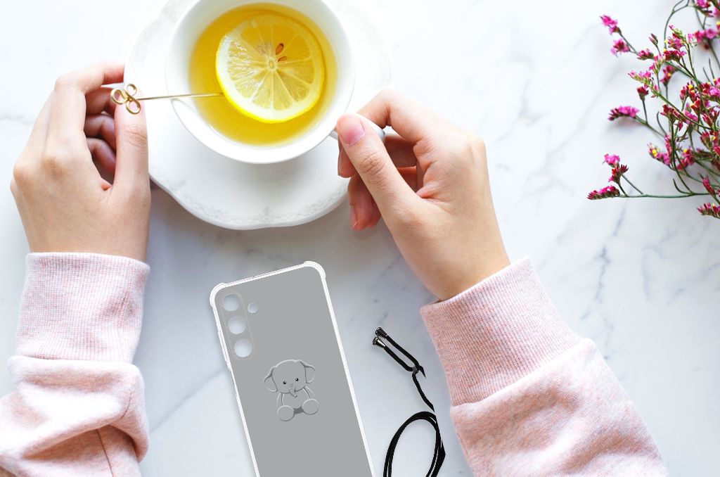 Samsung Galaxy A25 Stevig Bumper Hoesje Grijs Baby Olifant B2C Telecom